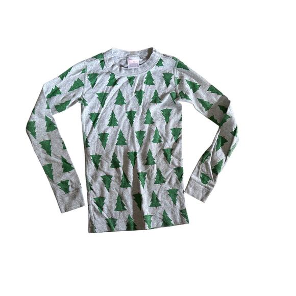 Hanna Andersson Gray & Green TREE Print Long Sleeve Pajama Top Size 6-7 - Picture 1 of 5